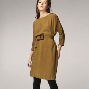 Massimo Dutti olive crepe dress